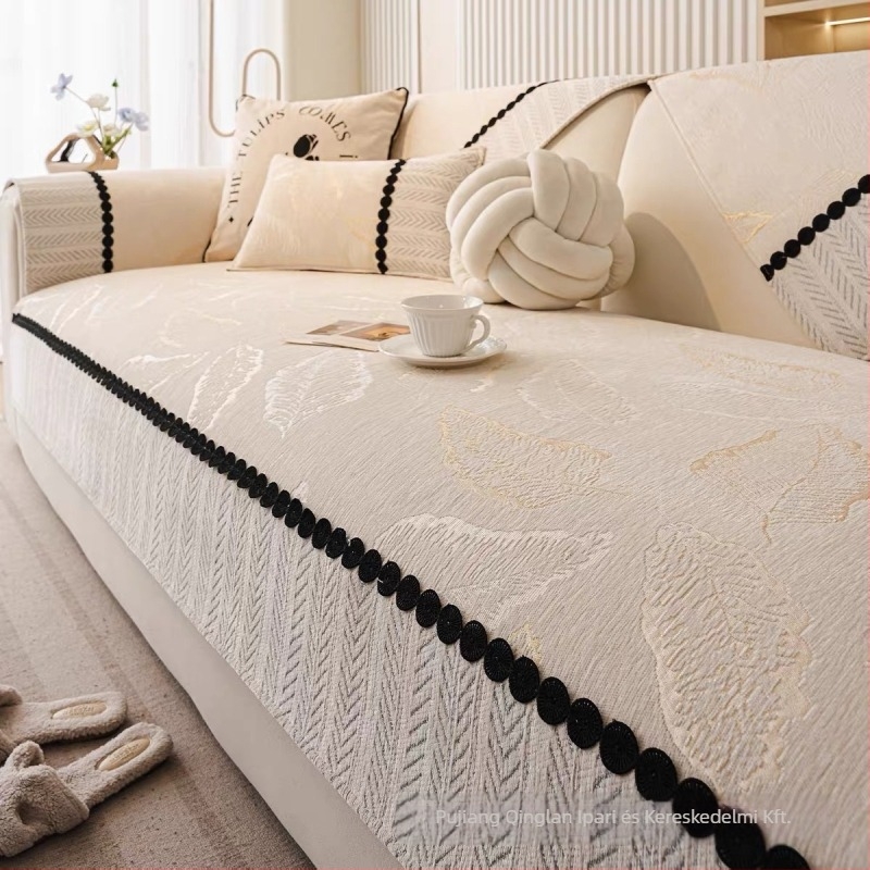 Chenille kanapé párna, univerzális négyévszakos, csúszásmentes, virágos mintázat