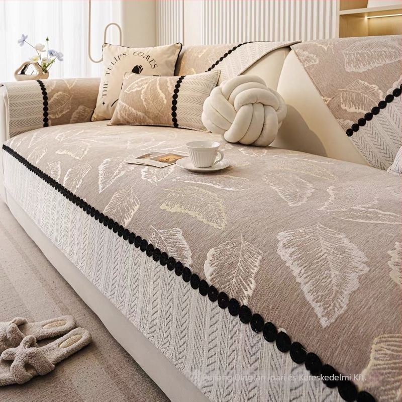 Chenille kanapé párna, univerzális négyévszakos, csúszásmentes, virágos mintázat