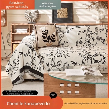 Chenille kanapéhuzat – univerzális, négyévszakos teljes készlet, minimalist stílus, mintázat: csíkos, geometriai