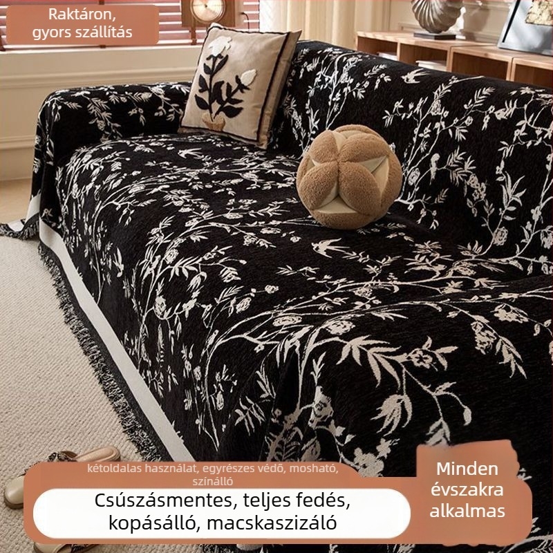 Chenille kanapéhuzat – univerzális, négyévszakos teljes készlet, minimalist stílus, mintázat: csíkos, geometriai