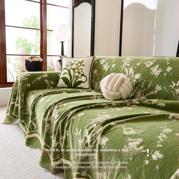 Chenille anyagú kanapéfedő, minimalisták stílus, alkalmas sarokkanapéra, növény- és virágmintás, testre szabható