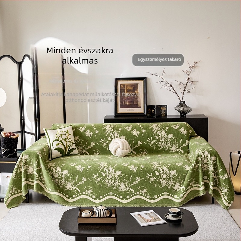Chenille anyagú kanapéfedő, minimalisták stílus, alkalmas sarokkanapéra, növény- és virágmintás, testre szabható