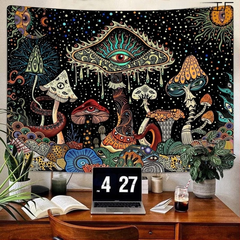 Fali kárpit – 100% poliészter, skandináv stílus, digitális hőátviteles nyomtatás, téglalap alakú, virágos mintázat