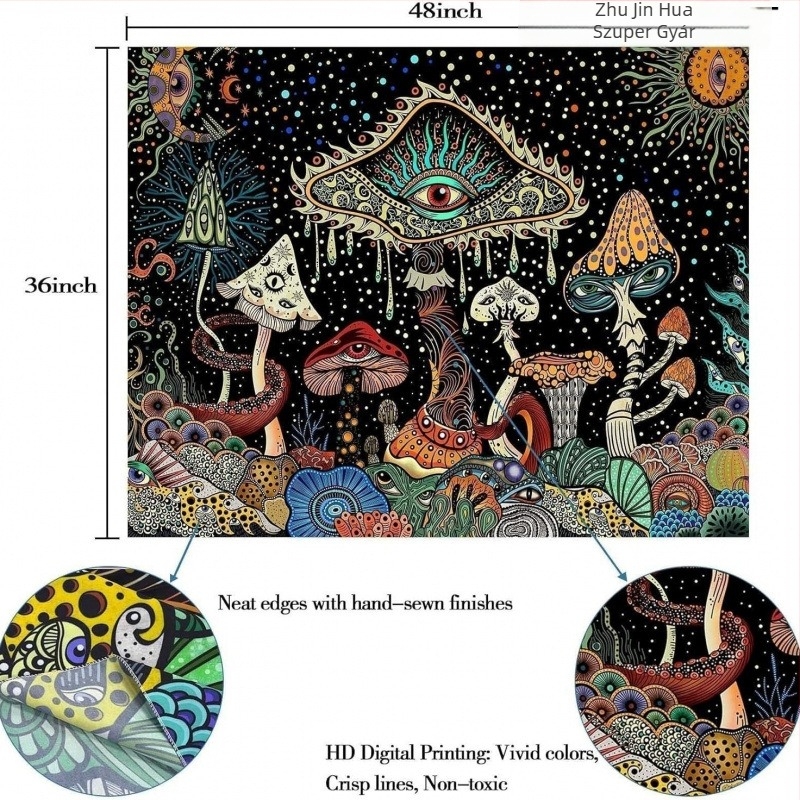 Fali kárpit – 100% poliészter, skandináv stílus, digitális hőátviteles nyomtatás, téglalap alakú, virágos mintázat