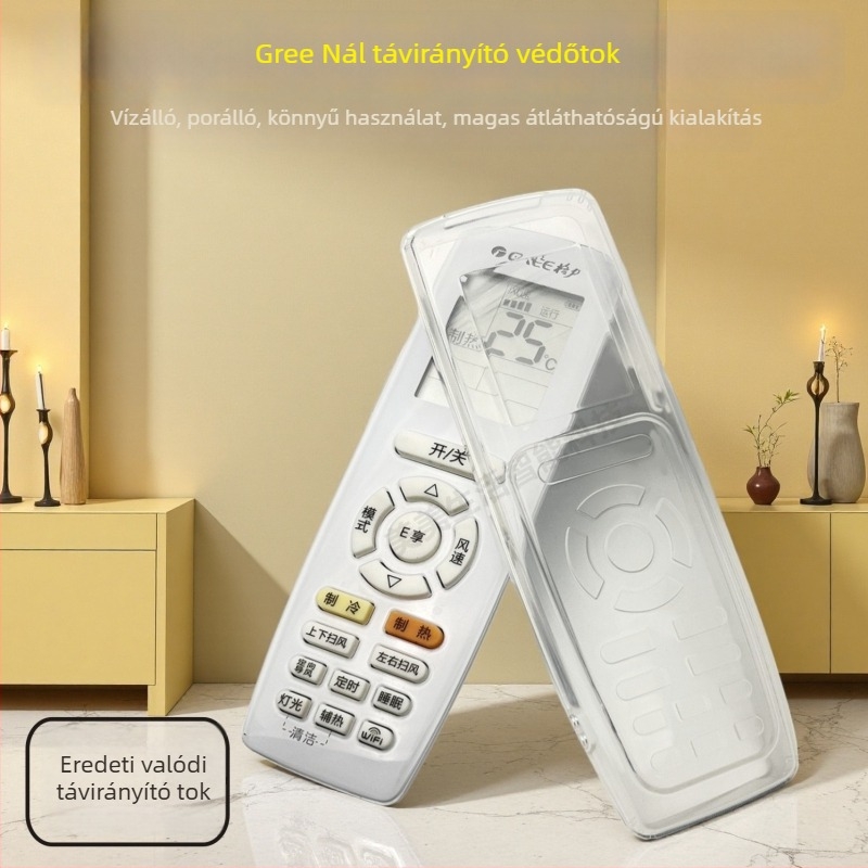Gree klímaberendezés távirányító védőfedél - szilikon, átlátszó, porálló, vízálló, ütésálló, univerzális