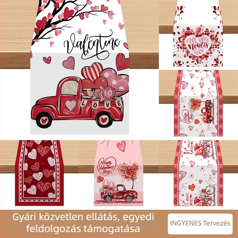 Asztali futó geometriai absztrakt mintával, 100% poliészter, testreszabható, ideális nappaliba, éttermekbe és kereskedelmi helyekre.