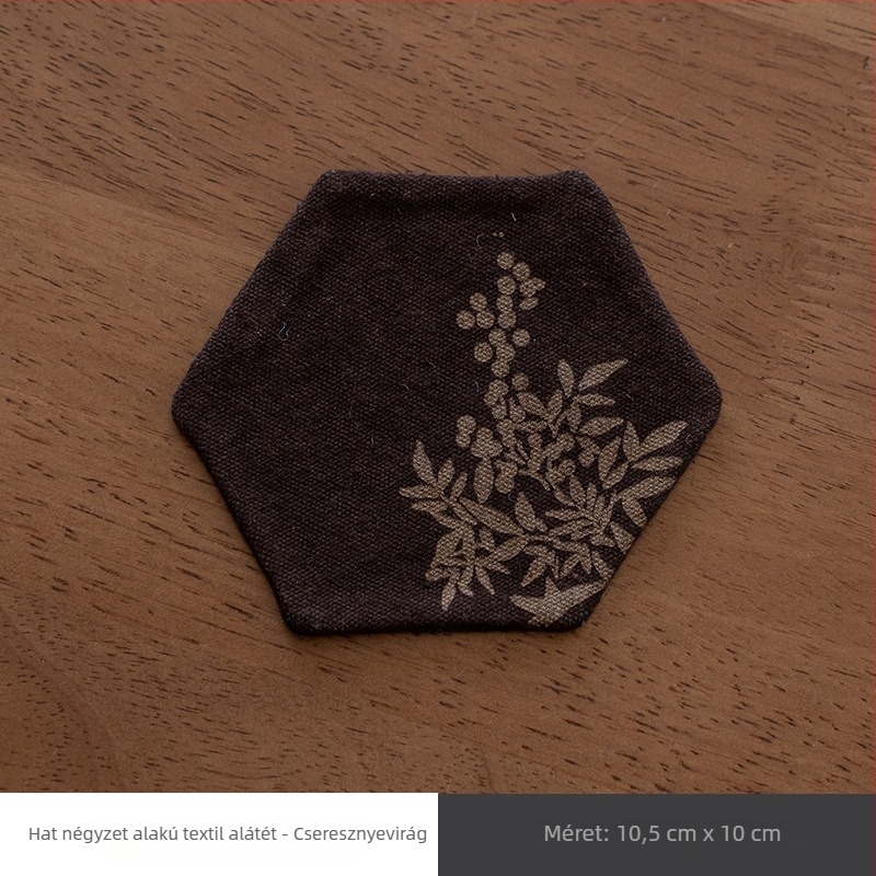 Kézzel készített textil tea csésze alátét teaceremóniához, hatszögletű forma, új kínai stílus, súly 0,1 kg