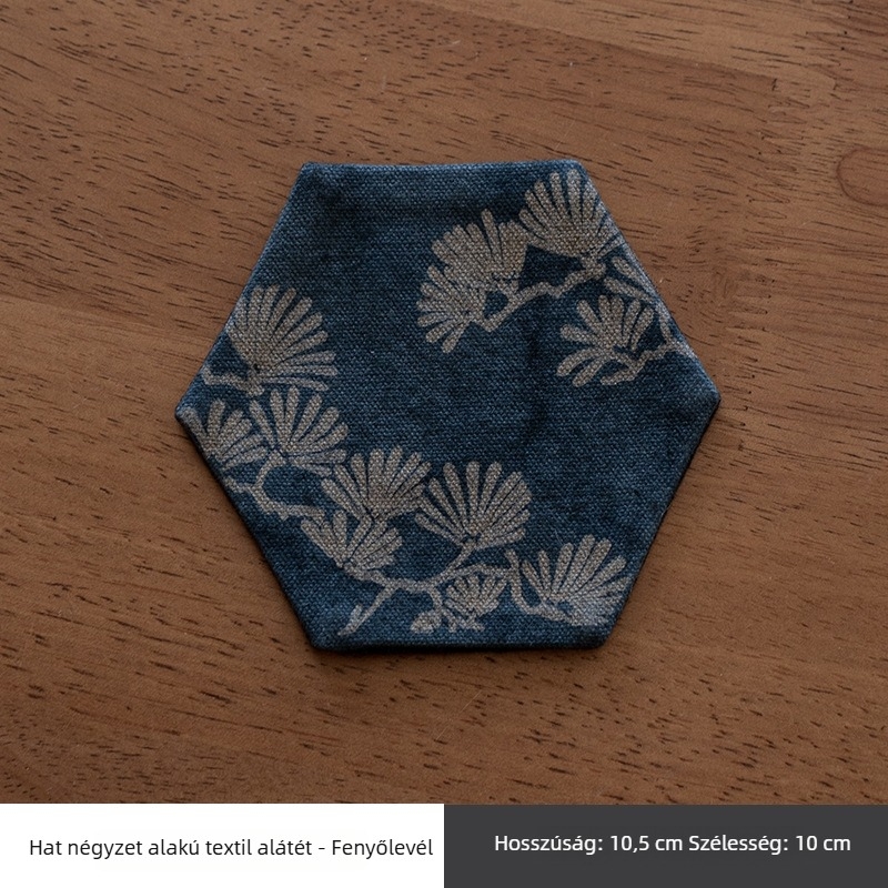 Kézzel készített textil tea csésze alátét teaceremóniához, hatszögletű forma, új kínai stílus, súly 0,1 kg