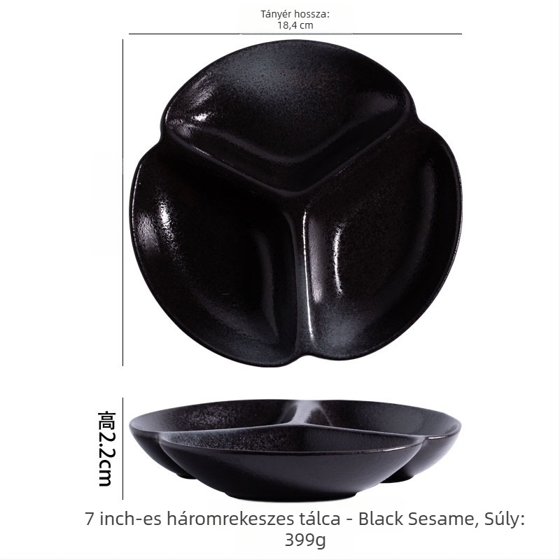 Zsírcsökkentő rekeszes vacsora tányér, porcelán, szabálytalan alak, modern minimalista stílus, mikróban használható