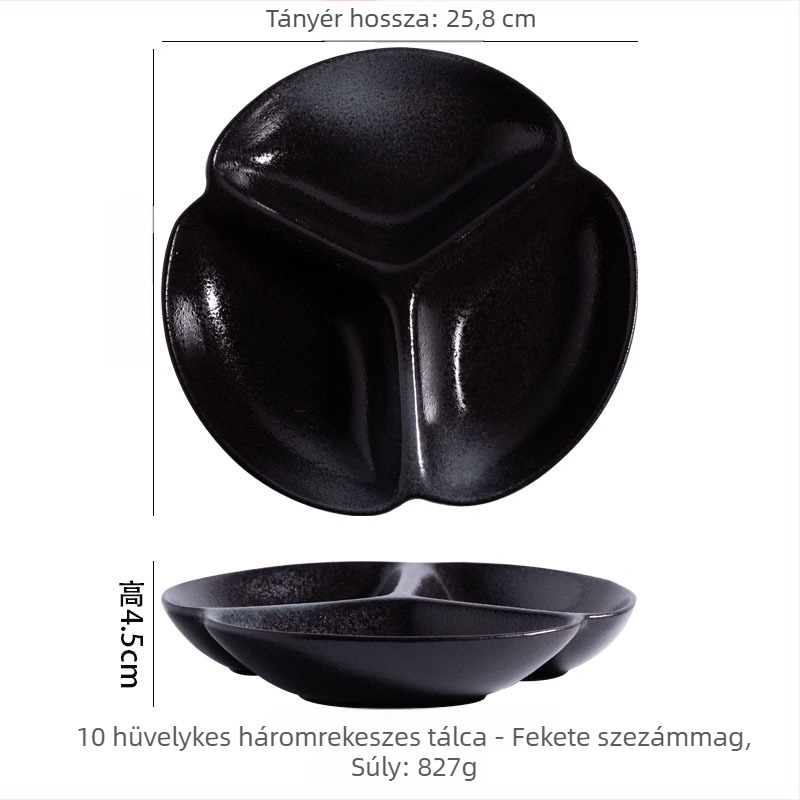 Zsírcsökkentő rekeszes vacsora tányér, porcelán, szabálytalan alak, modern minimalista stílus, mikróban használható