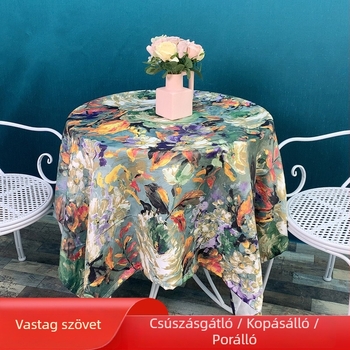 Amerikai stílusú könnyű luxus retro olajfestmény étkezőasztal-alátét, textil, téglalap alakú, virágos mintával, csúszásmentes és porvédett