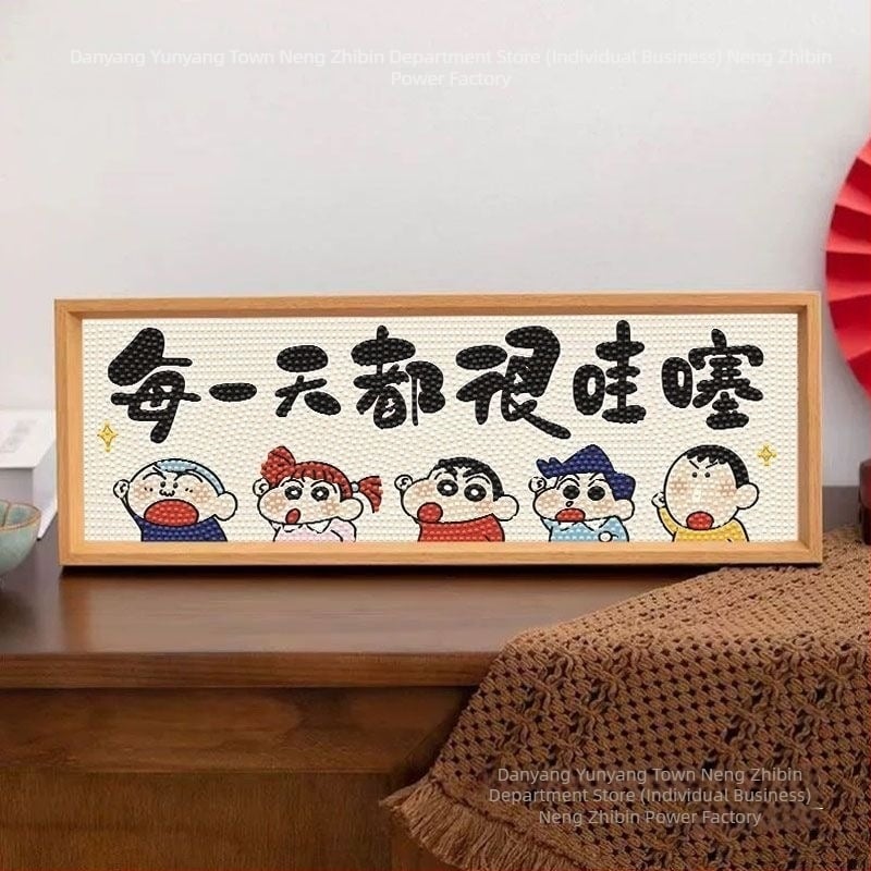 Crayon Shin-Chan DIY Gyémántfestmény – otthoni dekoráció, bemutatóállvány bejárathoz, íróasztalhoz vagy hálószobához
