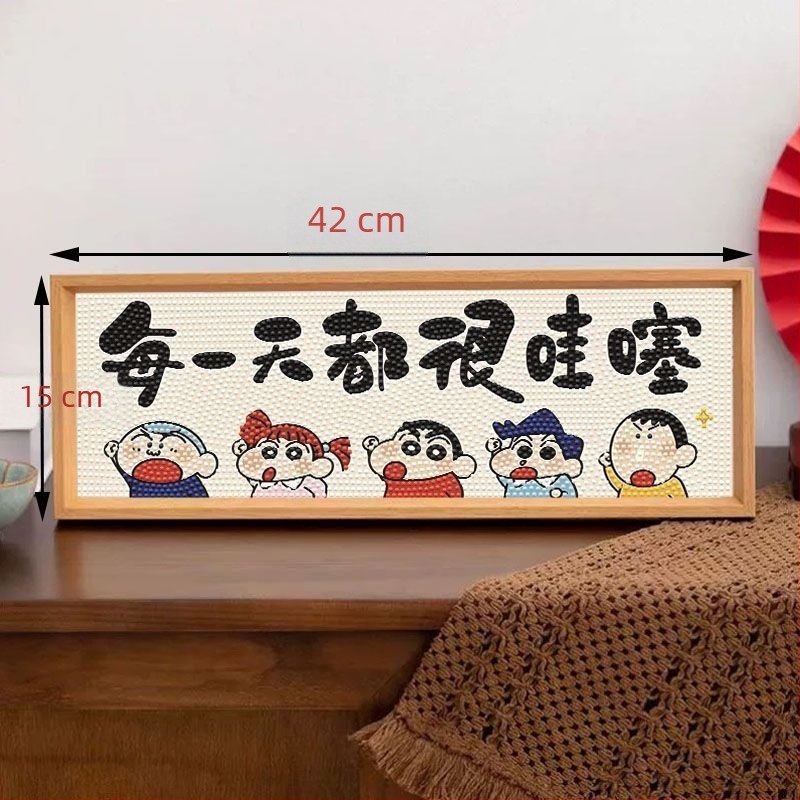 Crayon Shin-Chan DIY Gyémántfestmény – otthoni dekoráció, bemutatóállvány bejárathoz, íróasztalhoz vagy hálószobához