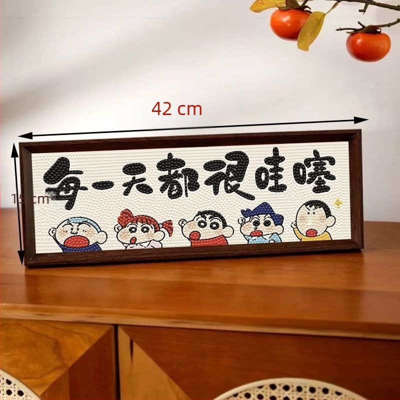 Crayon Shin-Chan DIY Gyémántfestmény – otthoni dekoráció, bemutatóállvány bejárathoz, íróasztalhoz vagy hálószobához