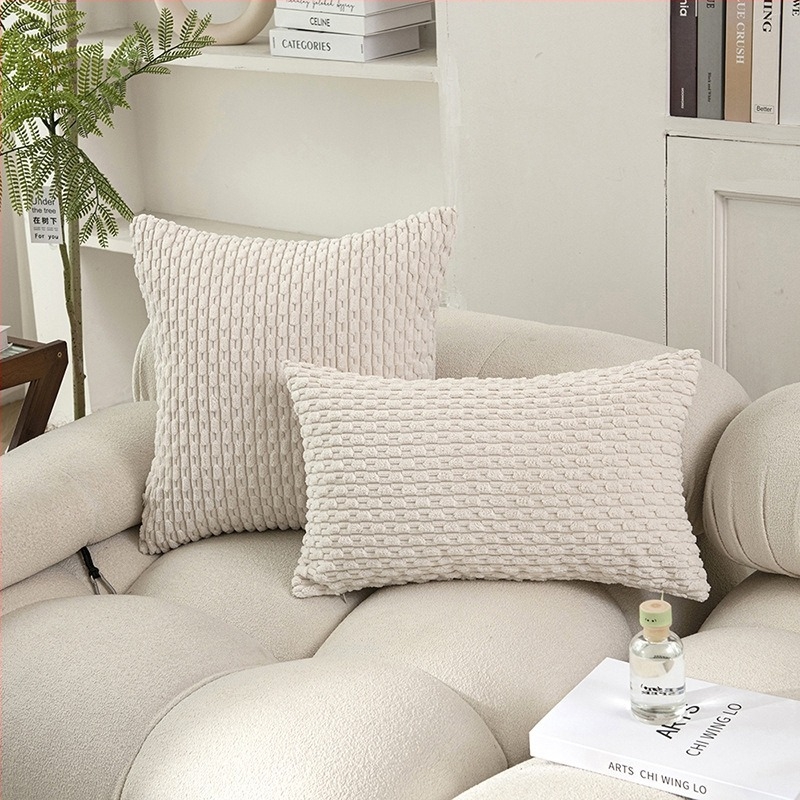 Corduroy párnahuzat, egyszínű, modern minimalista stílus, nappalira és hálószobába
