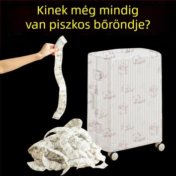 Poggyász porvédő huzat, univerzális, egyszer használatos, nem szövött anyagból, nedvesség- és esőálló védőhuzat utazásokhoz