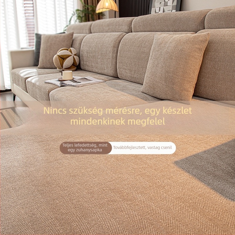 Herringbone mintás kanapévédő huzat – univerzális, nem gyűjti a szőrt, vastag chenille
