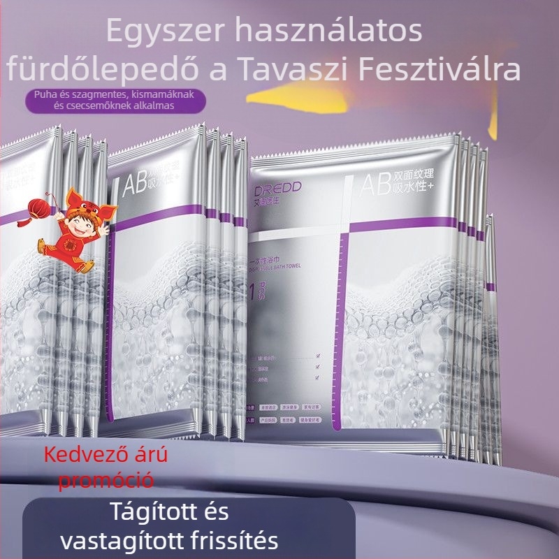 Dr. eddie egyszer használatos fürdőlepedő, növényi rostból, forró préseléses gyártással, 0–5 másodperces nedvszívás.