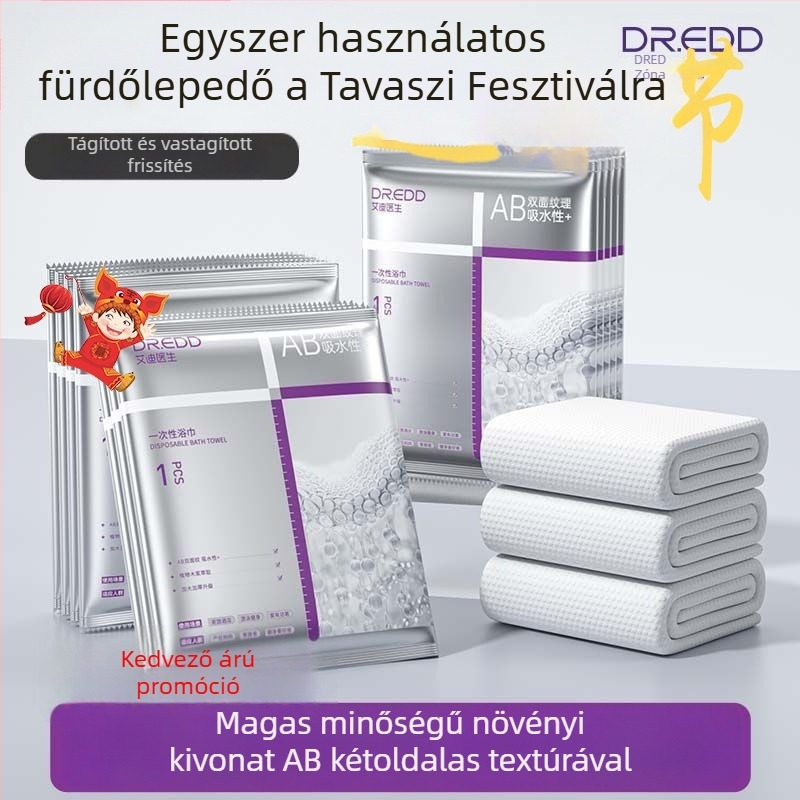 Dr. eddie egyszer használatos fürdőlepedő, növényi rostból, forró préseléses gyártással, 0–5 másodperces nedvszívás.