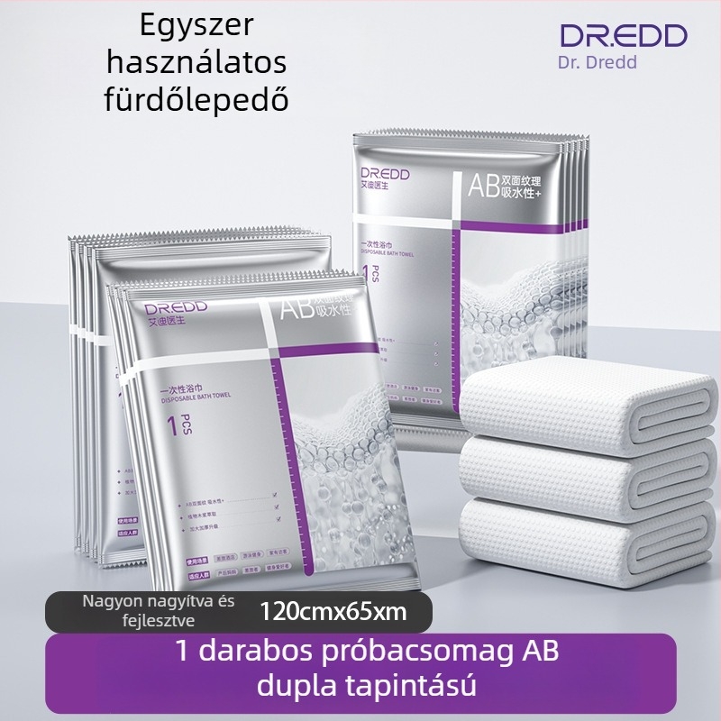 Dr. eddie egyszer használatos fürdőlepedő, növényi rostból, forró préseléses gyártással, 0–5 másodperces nedvszívás.