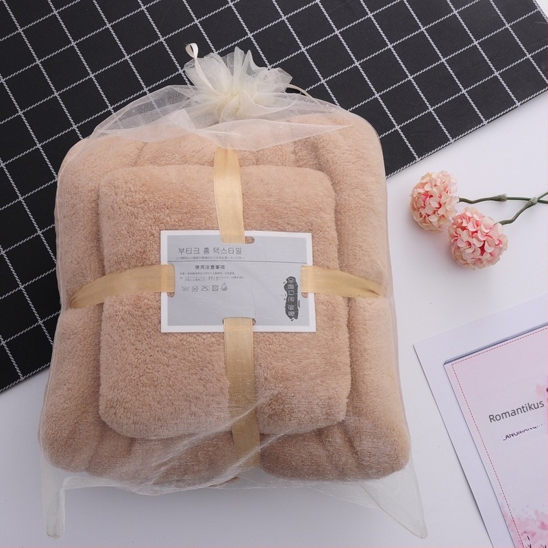 Korall fleece fürdő- és strandtörölközők készlet; vastag és nedvszívó; anyuka–lánya páros; logó nyomtatás testreszabható; 150D