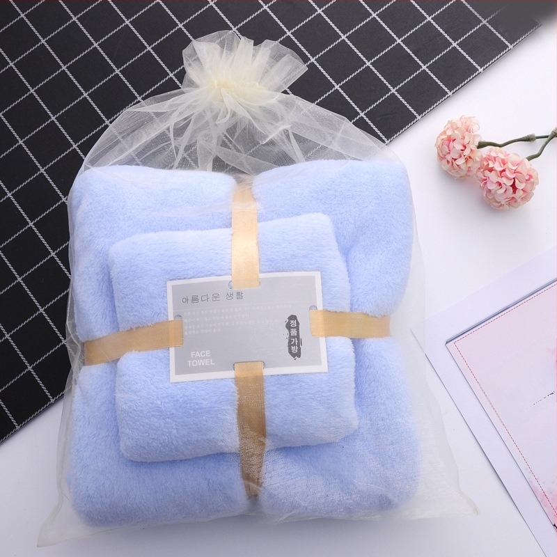 Korall fleece fürdő- és strandtörölközők készlet; vastag és nedvszívó; anyuka–lánya páros; logó nyomtatás testreszabható; 150D