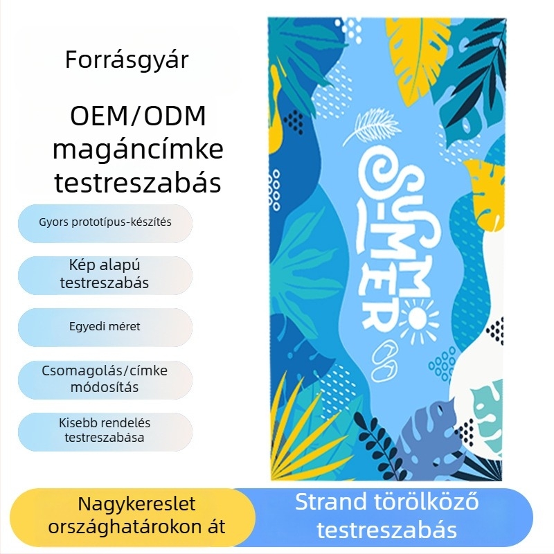 Pamut strand- és fürdő törölköző nyomtatott dizájnnal, 500 g felett, testreszabható