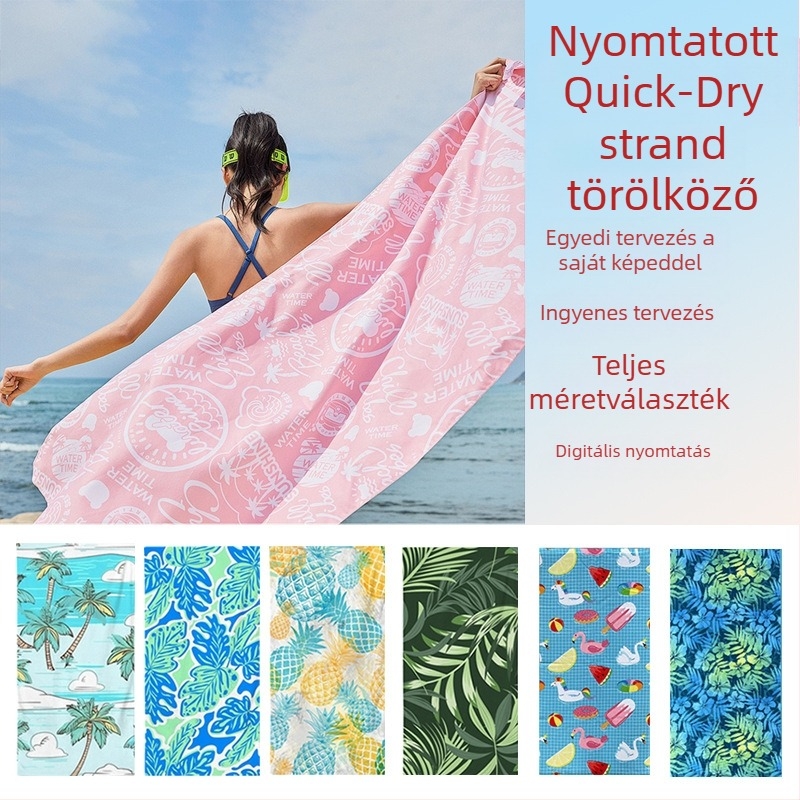 Pamut strand- és fürdő törölköző nyomtatott dizájnnal, 500 g felett, testreszabható