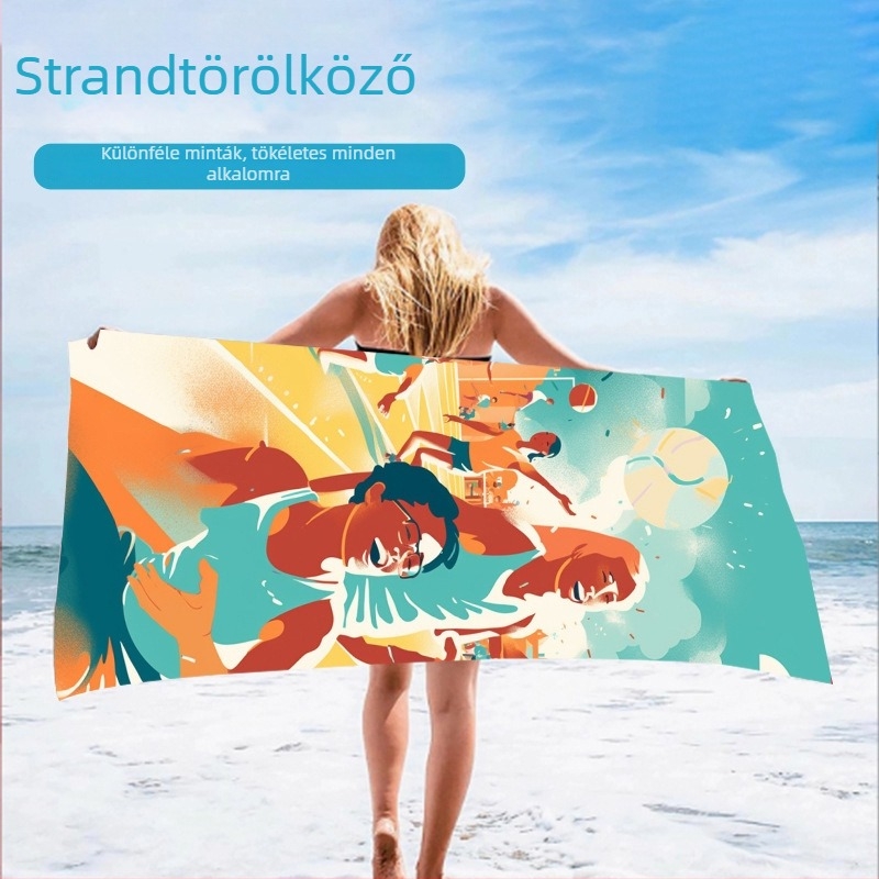 Pamut strand- és fürdő törölköző nyomtatott dizájnnal, 500 g felett, testreszabható