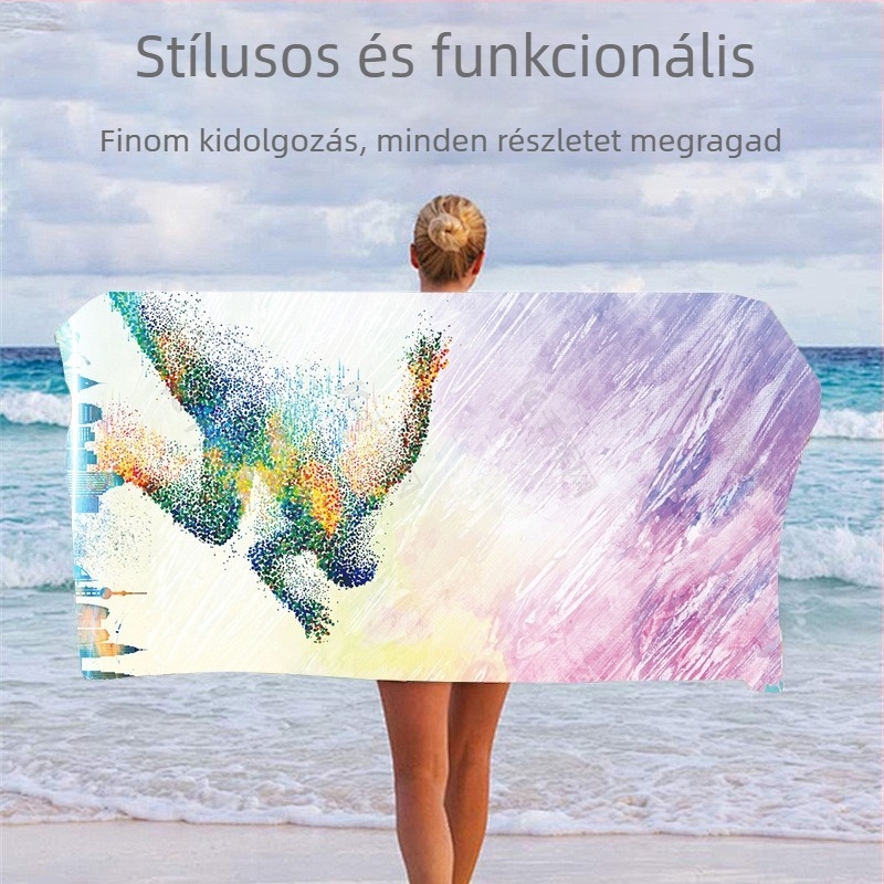 Pamut strand- és fürdő törölköző nyomtatott dizájnnal, 500 g felett, testreszabható