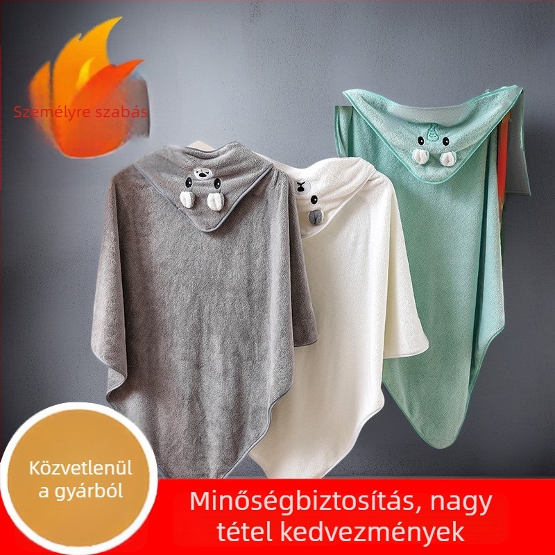 Essorou gyerekeknek kapucnis fürdőlepedő korall plüssből | 200–300 g | 150D | Egyszerű szövés