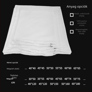 Négyzet alakú párnahuzat cipzárral, fehér, poliészter