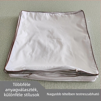 Négyzet alakú párnahuzat cipzárral, fehér, poliészter