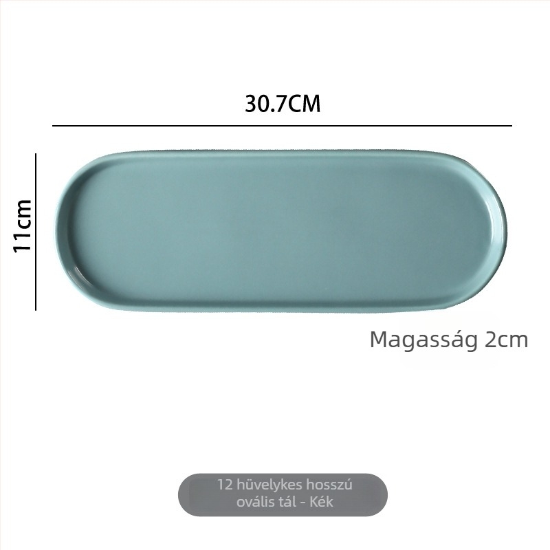 Porcelán Nordic stílusú ovális tál és téglalap alakú edény sushihoz, harapnivalókhoz és tortákhoz; mikrohullámú sütőben használható; aláglazúrt felület.