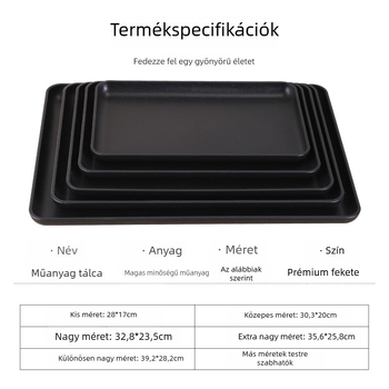 Koreai stílusú műanyag tálca, négyzetes, modern minimalista, kézzel rajzolt felület, logó nyomtatás elérhető