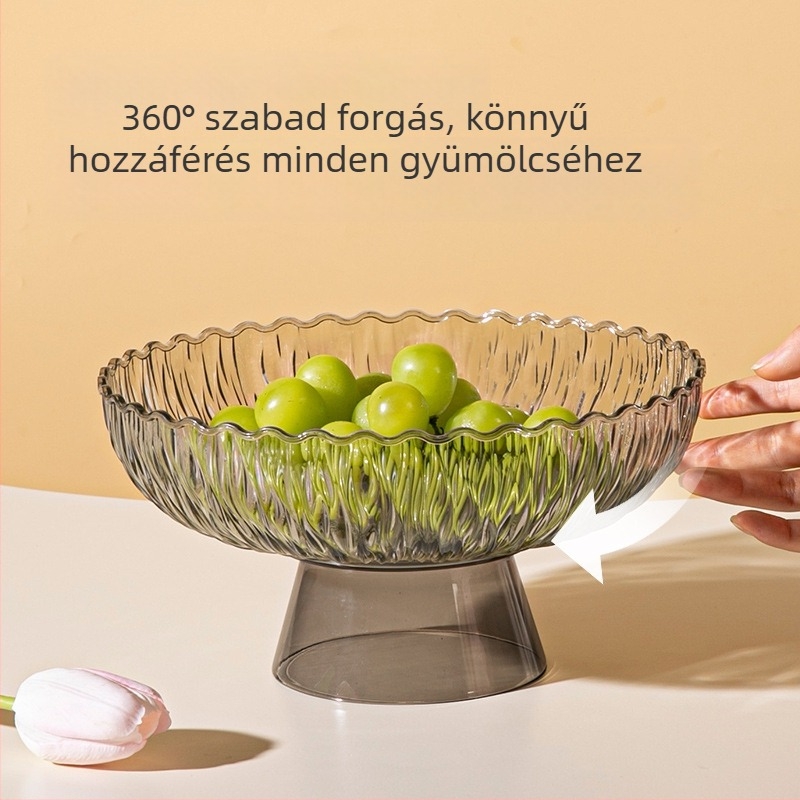 Yilijie műanyag gyümölcstál – Új kínai stílus, bevezetés 2024, első osztályú minőség, fa mintázat, nappalira dekoráció és tárolás