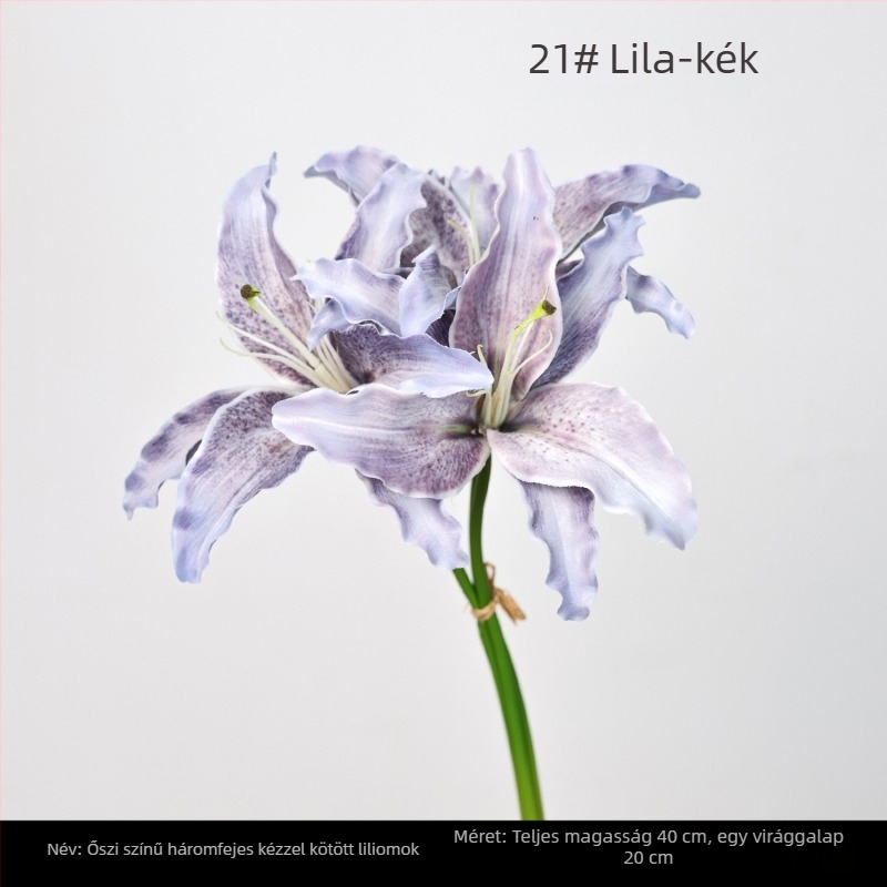 3-fejű kézzel kötött liliom-árangolás házi dekorációhoz, művirágok, elegáns váza dísz