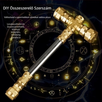 Thors Hammer összeszerelhető dísze – nyolcszögletű kalapács gyűrűvel, réz anyag, koreai stílus, termékkód 750041071797