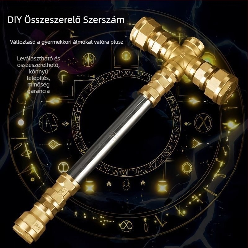 Thors Hammer összeszerelhető dísze – nyolcszögletű kalapács gyűrűvel, réz anyag, koreai stílus, termékkód 750041071797