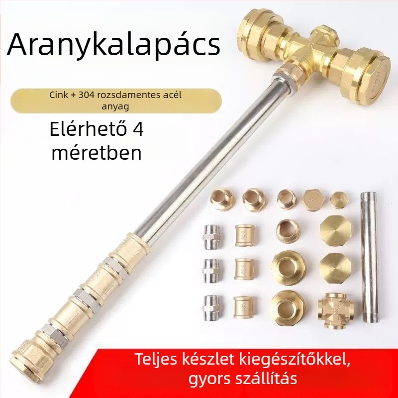 Thors Hammer összeszerelhető dísze – nyolcszögletű kalapács gyűrűvel, réz anyag, koreai stílus, termékkód 750041071797