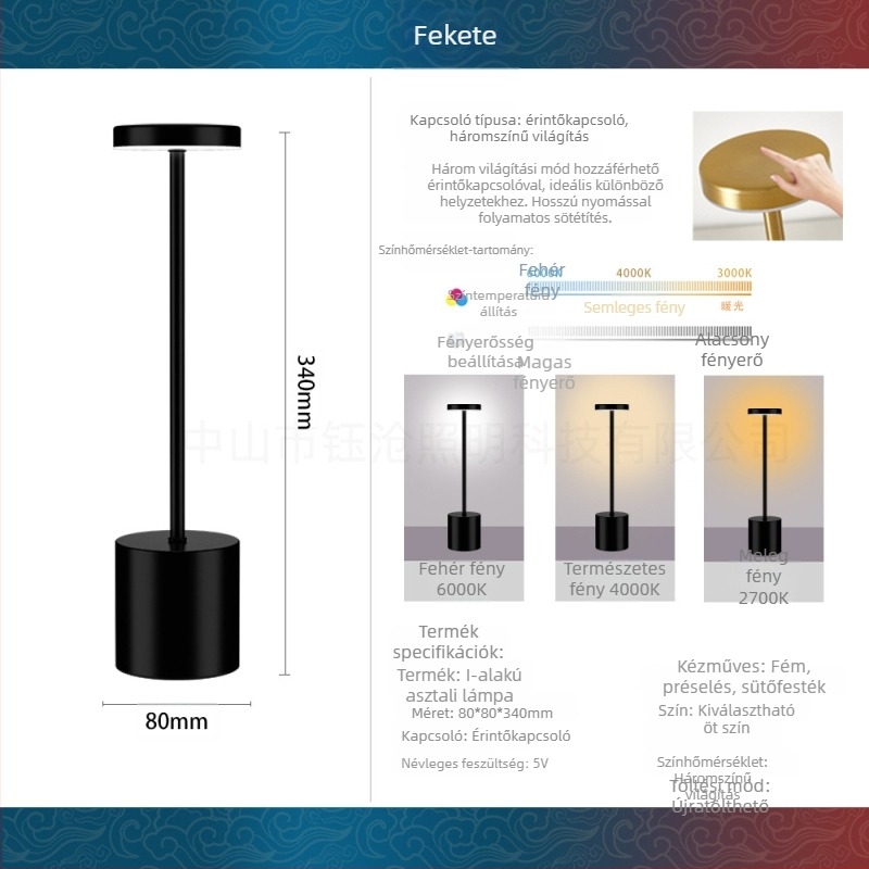 I-alakú fém LED asztali lámpa, letisztult, modern stílus, modell Yczm-011, ≤36V