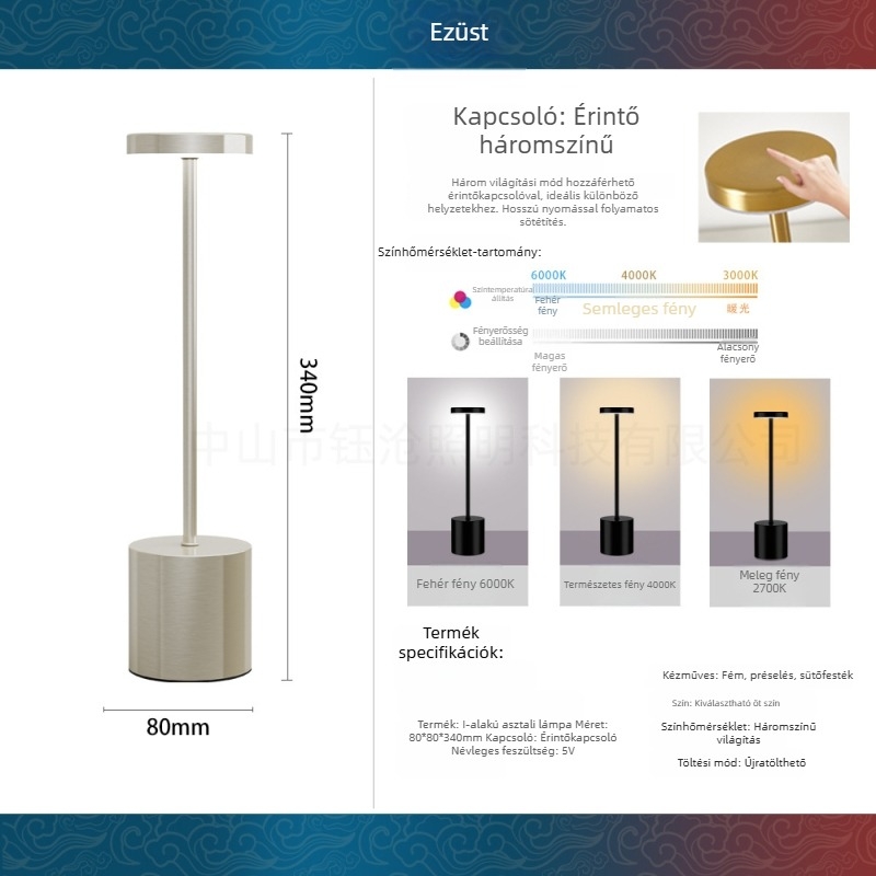I-alakú fém LED asztali lámpa, letisztult, modern stílus, modell Yczm-011, ≤36V