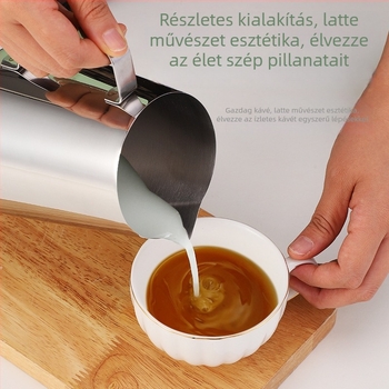 Latte art kannica, 304 rozsdamentes acélból, nordic stílus, hegyes szája, testreszabható, alkalmas irodára, otthonra, bárra, kávézóra