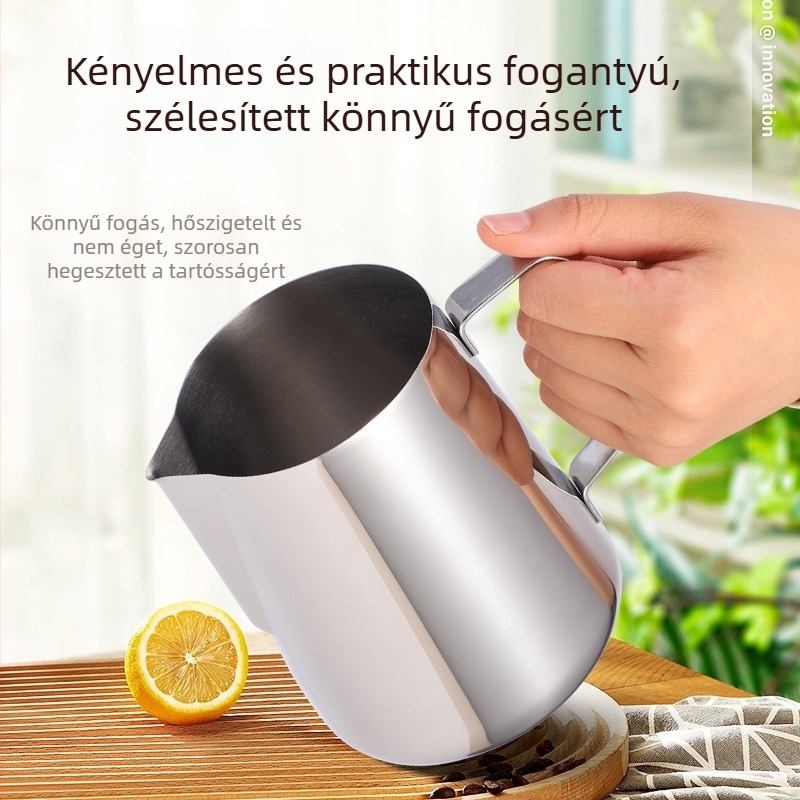 Latte art kannica, 304 rozsdamentes acélból, nordic stílus, hegyes szája, testreszabható, alkalmas irodára, otthonra, bárra, kávézóra