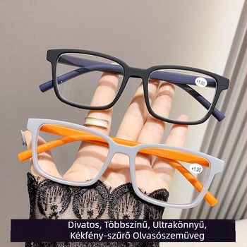 Kékfény elleni olvasószemüveg, színes rugós szárakkal