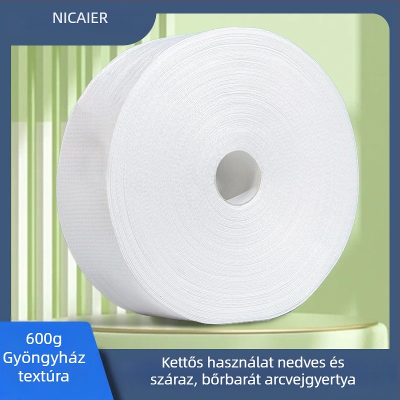 Egyszer használatos arctisztító törlőruha rolban - 100% viszkóz, viszkóz rost, sík szövés, testre szabható, fő összetevő 100%