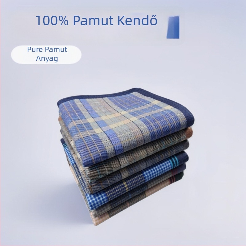 Yan su xing pamut zsebkendő, klasszikus sötét kockás minta, 17 g