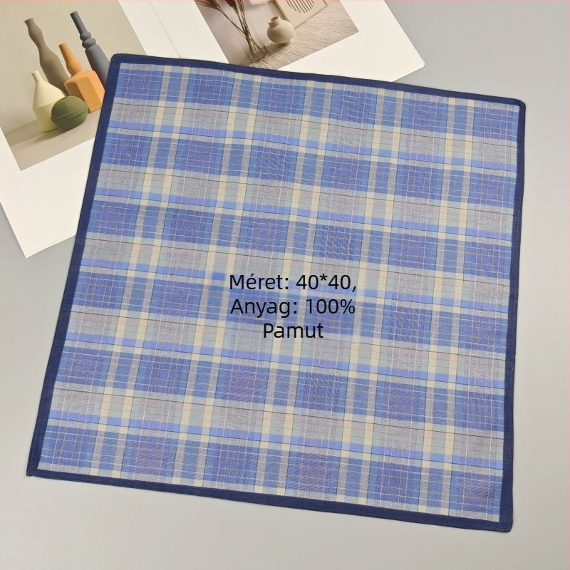 Yan su xing pamut zsebkendő, klasszikus sötét kockás minta, 17 g