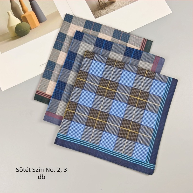Yan su xing pamut zsebkendő, klasszikus sötét kockás minta, 17 g