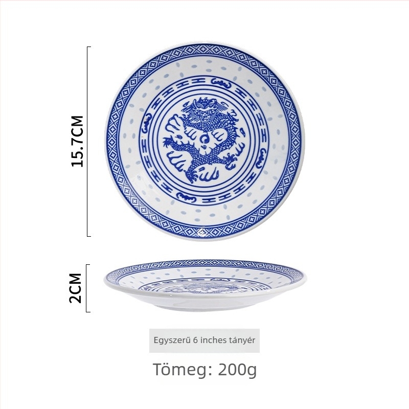 Porcelán tál virágos mintával, aláglazúros szín, mikrohullámú sütőben használható, új kínai stílus
